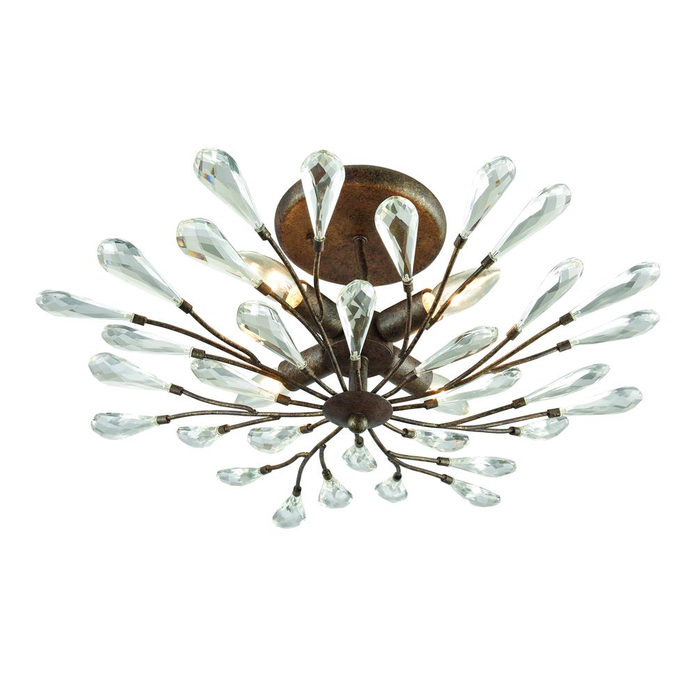Crislett 4 Light Semi Flush In Sunglow Bronze With Clear Crystal. The main picture.