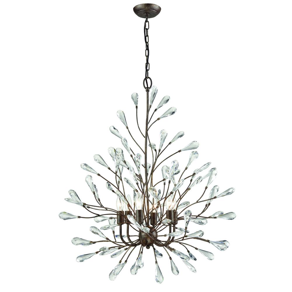 Crislett 6 Light Chandelier In Sunglow Bronze With Clear Crystal. Picture 1