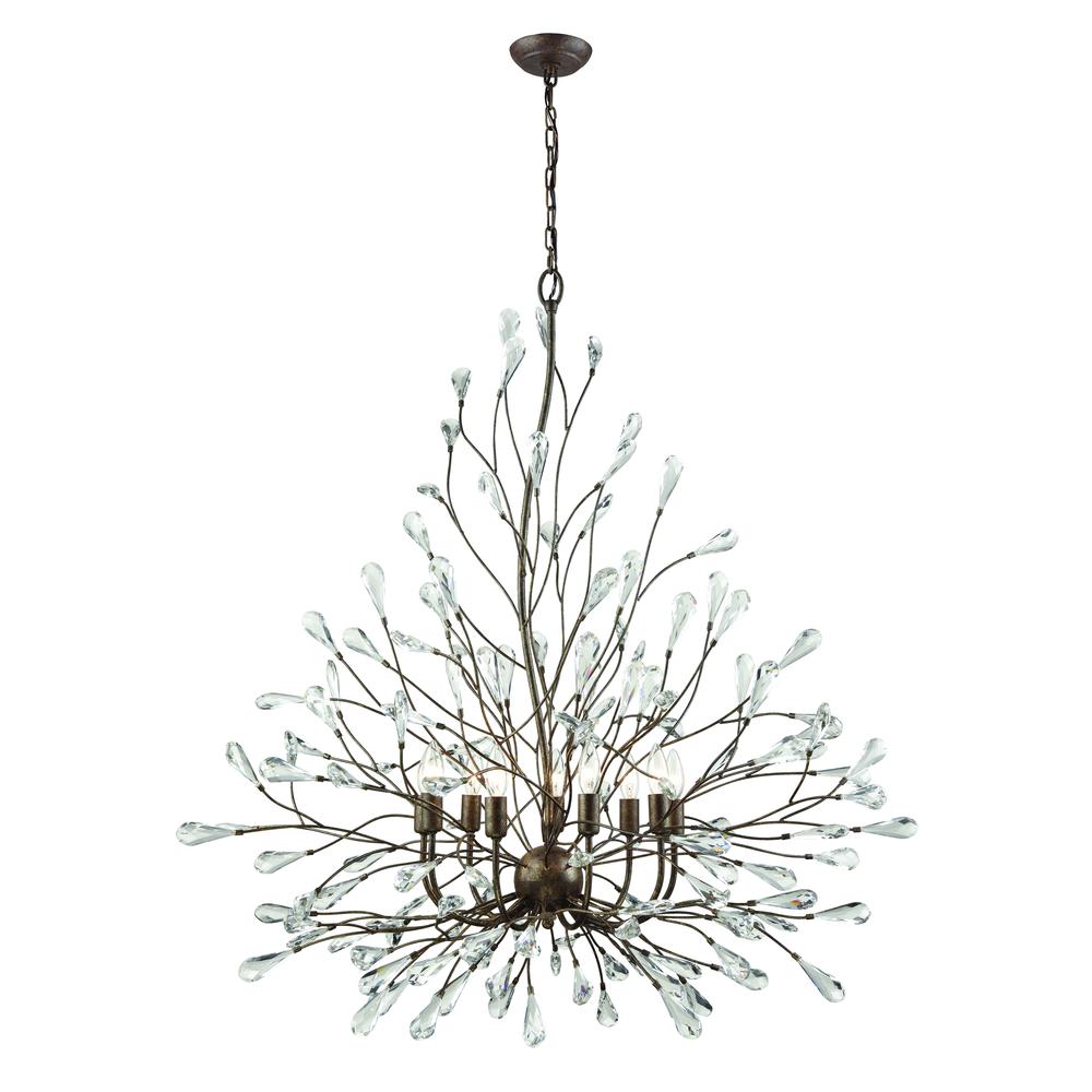 Crislett 9 Light Chandelier In Sunglow Bronze With Clear Crystal. Picture 1