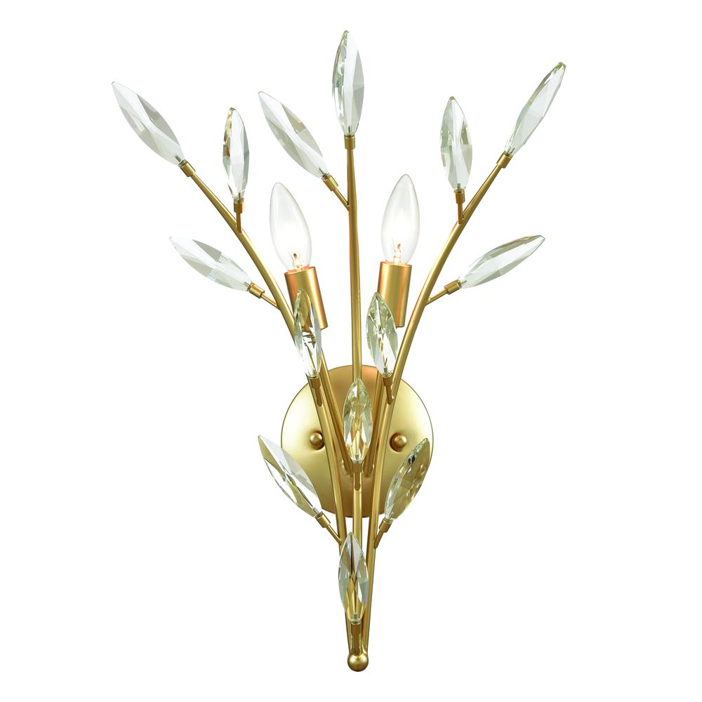 Flora Grace 2-Light Sconce in Champagne Gold with Clear Crystal. Picture 1