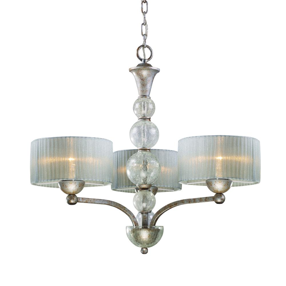 Alexis 3 Light Chandelier In Antique Silver. Picture 1