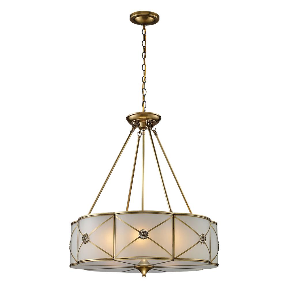 Preston 6 Light Pendant In Brushed Brass. Picture 1