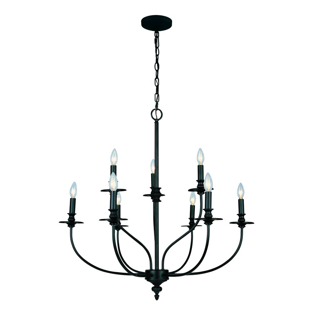 Hartford 9 Light Chandelier In Oil Rubbed Bronze. Picture 1