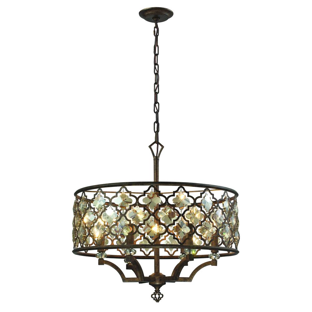 Armand 6 Light Pendant In Weathered Bronze. Picture 1