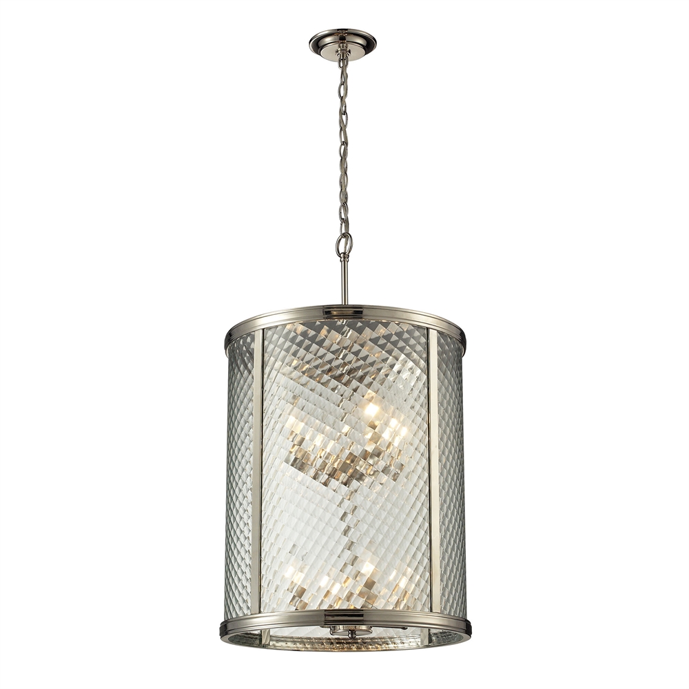 Chandler 8 Light Pendant In Polished Nickel And Clear Glass. Picture 1