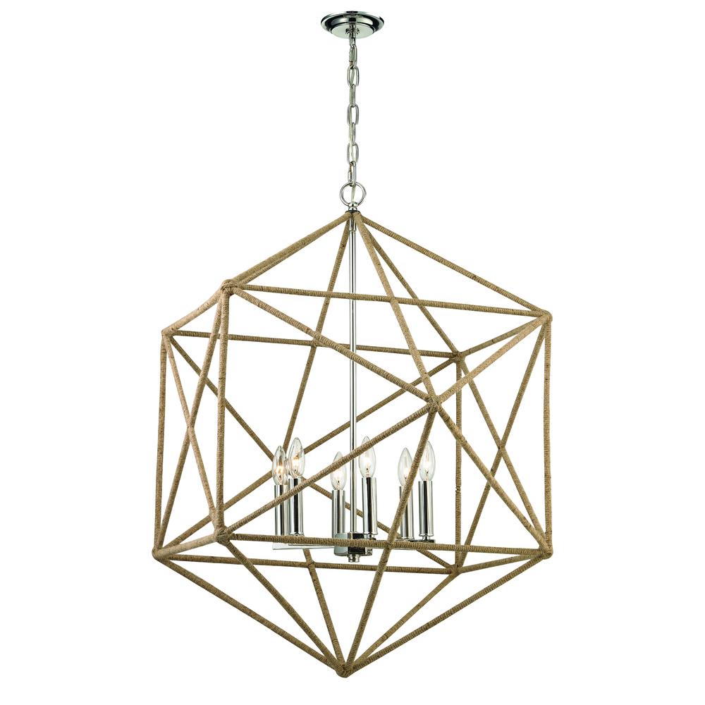 Exitor 6 Light Chandelier In Polished Nickel. Picture 1