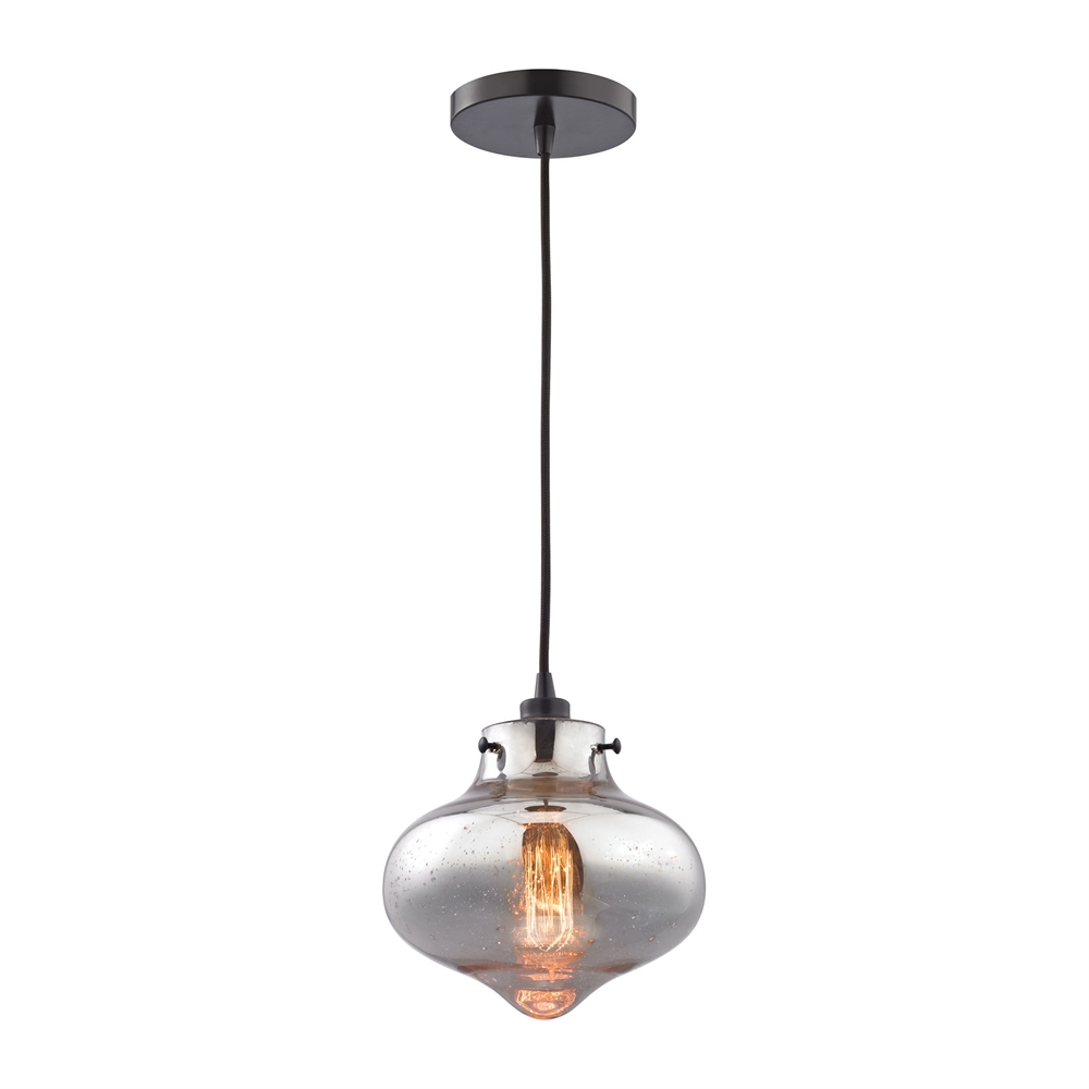 Kelsey 1 Light Pendant In Oil Rubbed Bronze And Mercury Glass. The main picture.