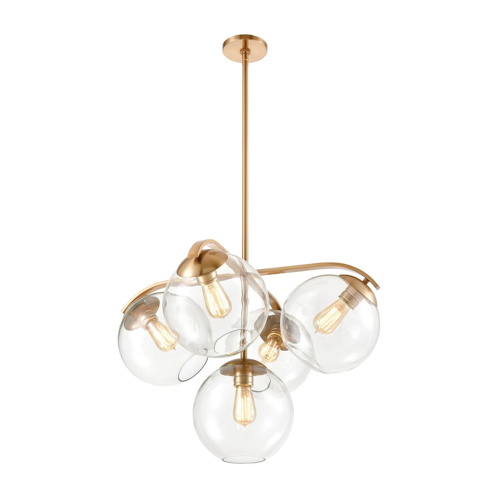 Collective 28'' Wide 5-Light Chandelier - Satin Brass. Picture 2
