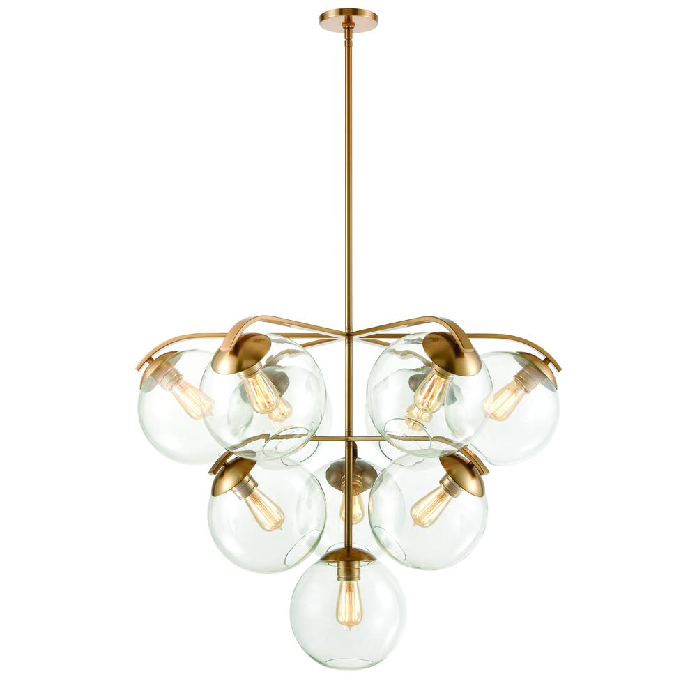 Collective 36'' Wide 10-Light Chandelier - Satin Brass. Picture 1