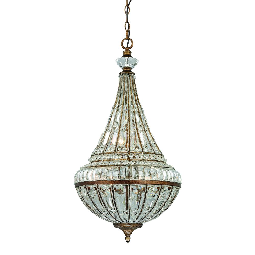 Empire 6 Light Pendant In Mocha And Clear Crystal. Picture 1