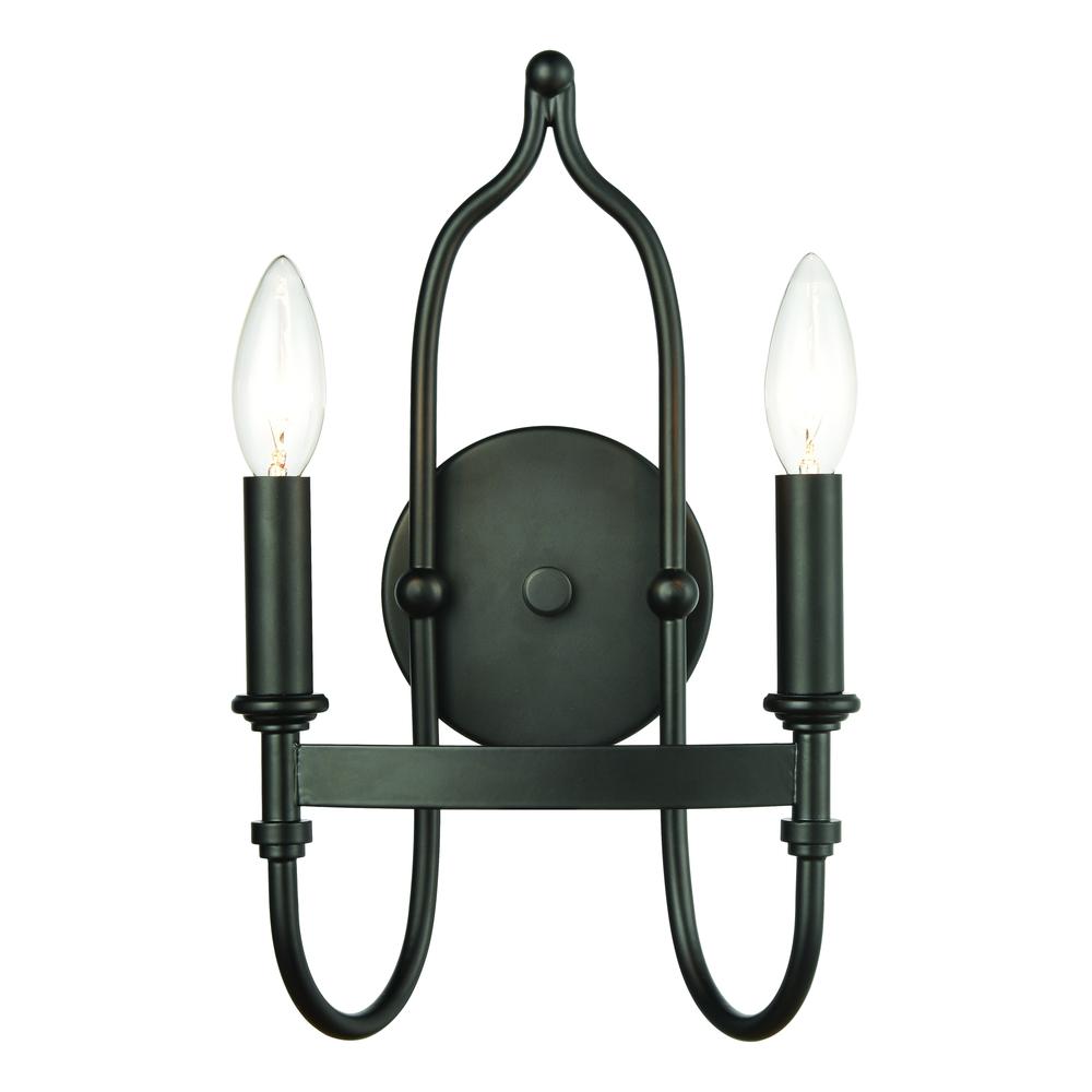 Wickshire 2-Light Sconce in Matte Black. Picture 1