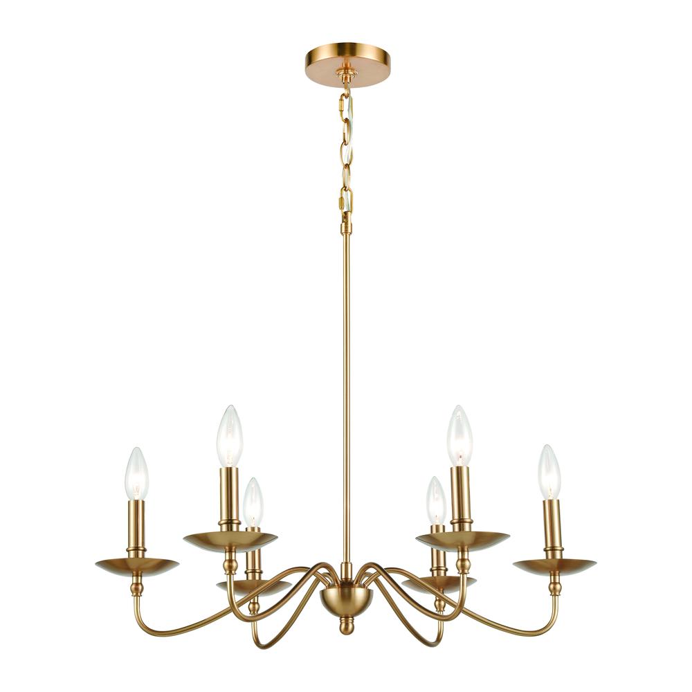 Wellsley 6-Light Chandelier in Burnished Brass. Picture 1