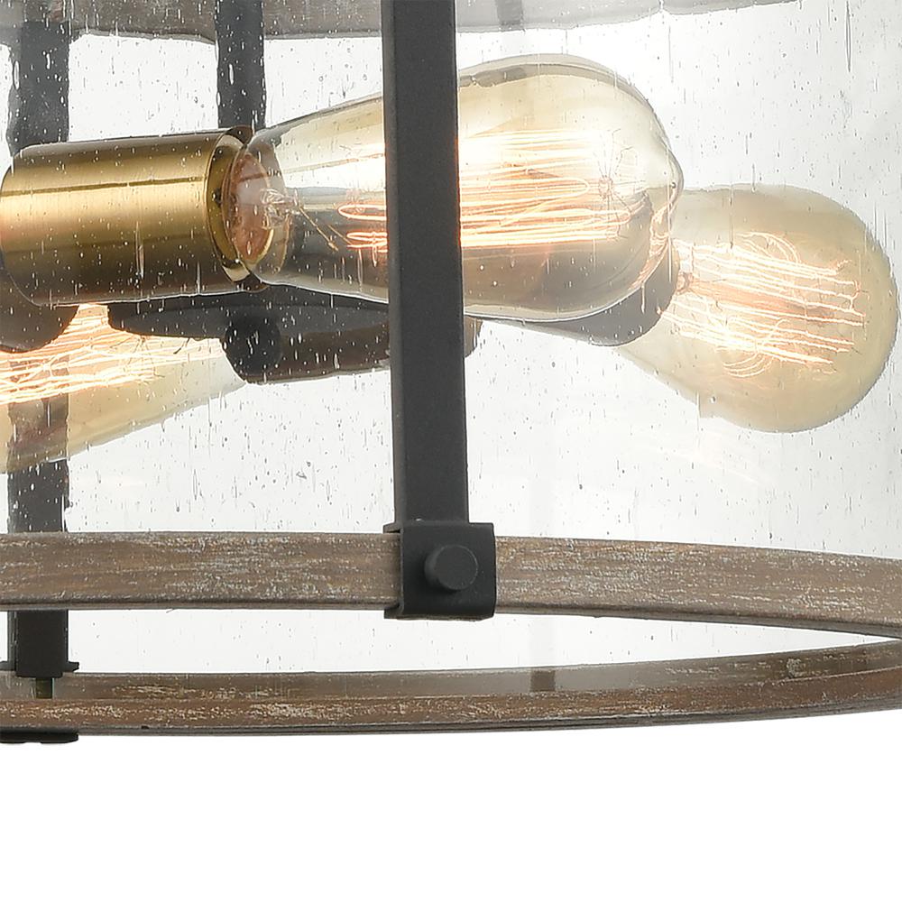 Geringer 4-Light Pendant - Charcoal and Beechwood, Seedy Glass, 47288 4. Picture 3