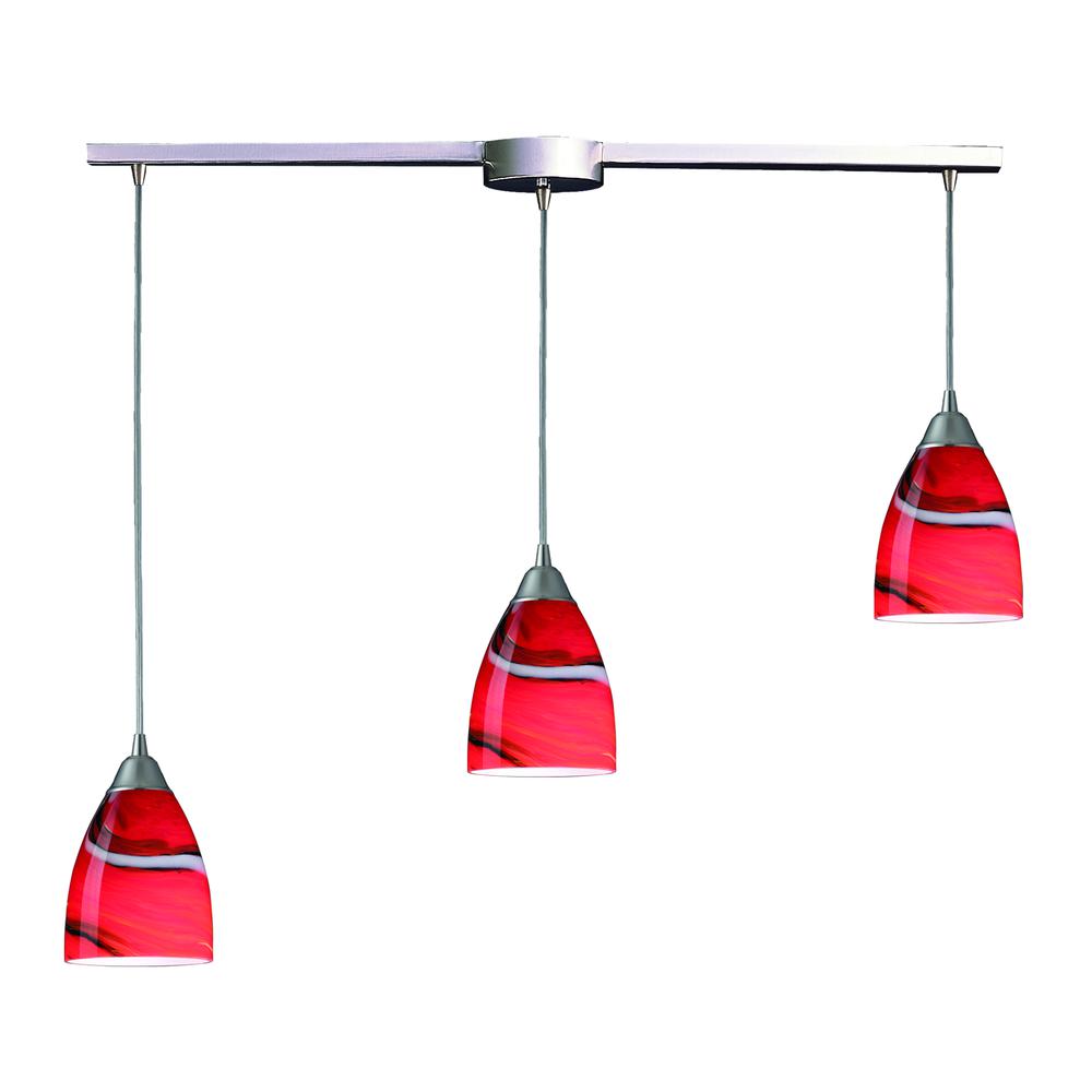 Pierra 3 Light Pendant In Satin Nickel And Candy Glass, 527-3L-CY. Picture 1