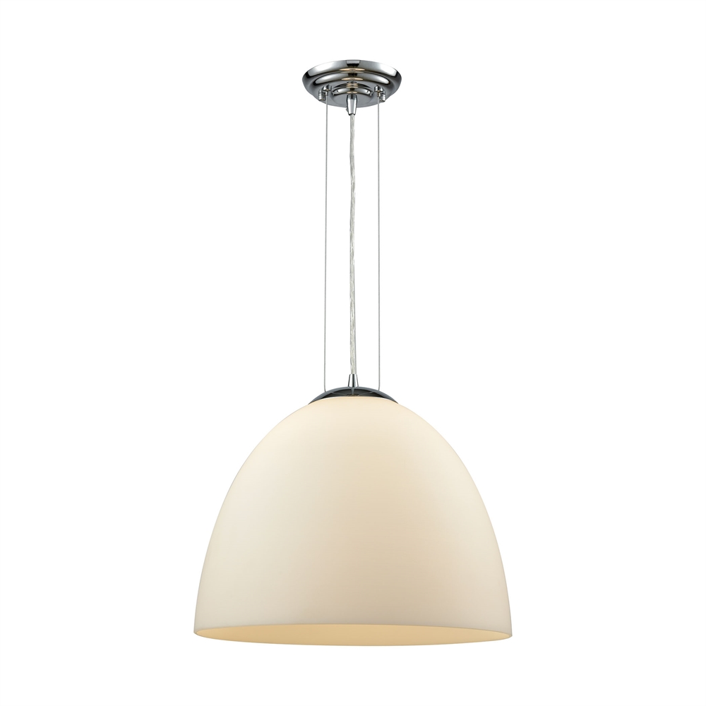 Merida 1 Light Pendant In Polished Chrome With White Linen Glass, 56522 1. The main picture.