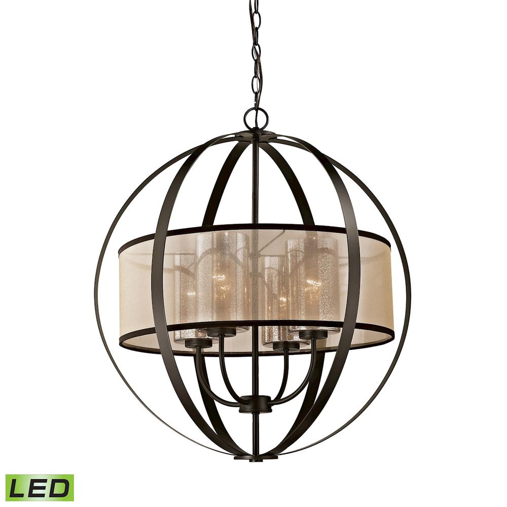 Diffusion 4 Light LED Chandelier In Oil Rubbed Bronze. The main picture.