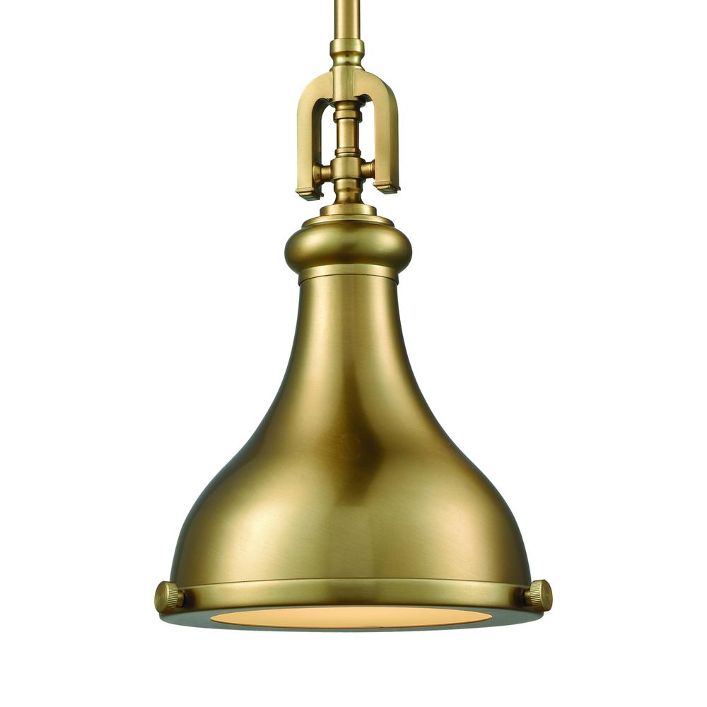 Rutherford 1 Light Pendant In Satin Brass With Frosted Glass Diffuser, 57070 1. Picture 3