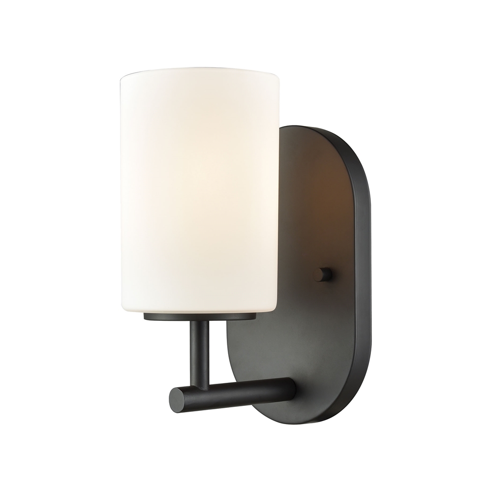 Pemlico 1 Light Vanity In Oil Rubbed Bronze With White Glass. The main picture.