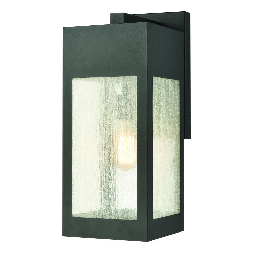 Angus 1-Light Outdoor Sconce in Charcoal with Seedy Glass Enclosure. Picture 1