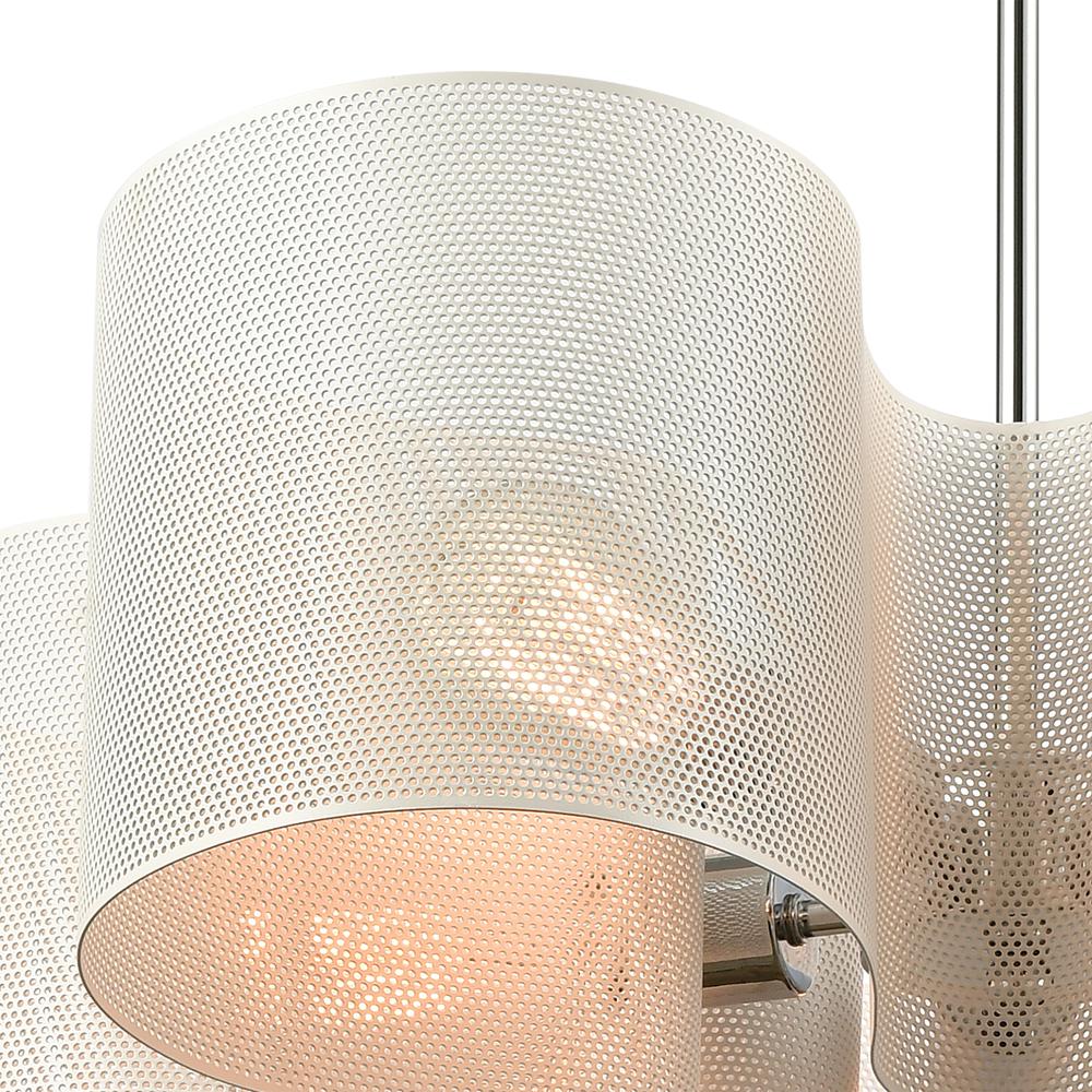 Santa Barbara 5-Light Chandelier in Polished Chrome with Matte White Perforated Metal. Picture 3