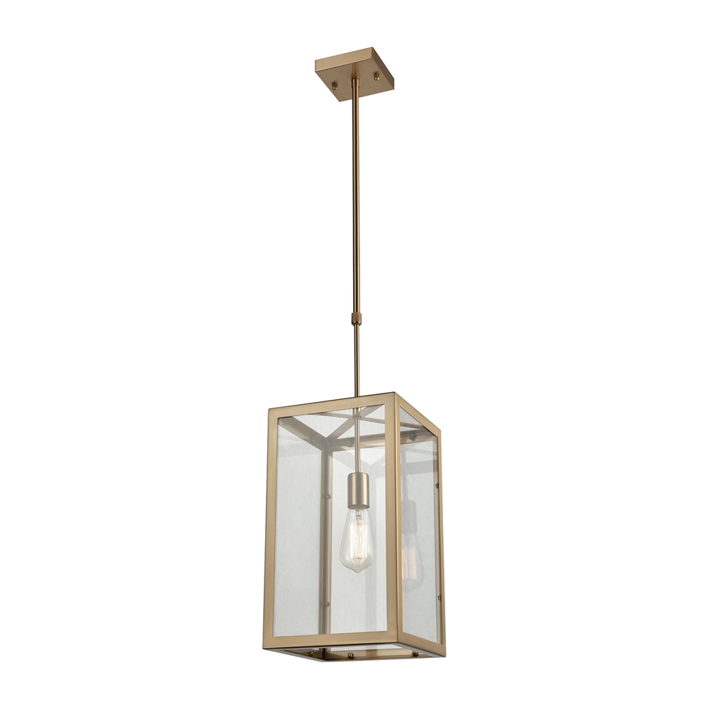 Parameters 1 Light Chandelier In Satin Brass With Clear Glass. Picture 1