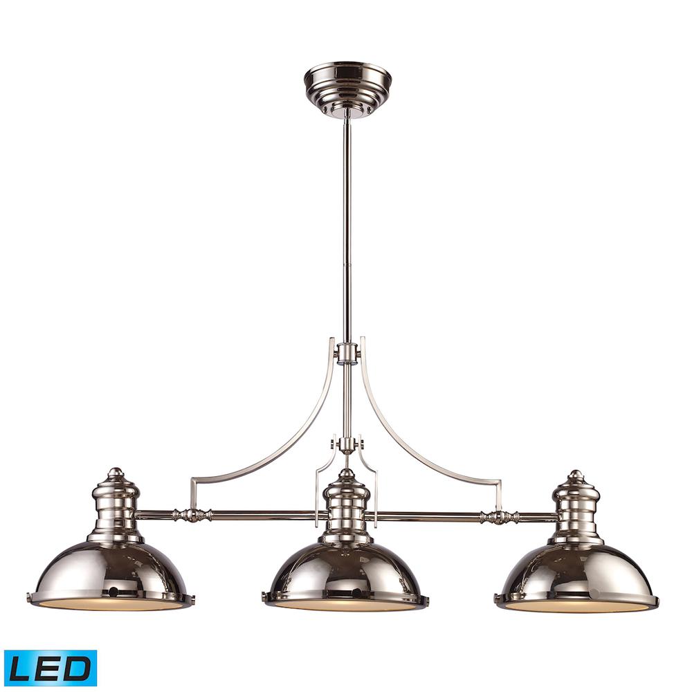 Chadwick 3 Light LED Billiard In Polished Nickel. Picture 1