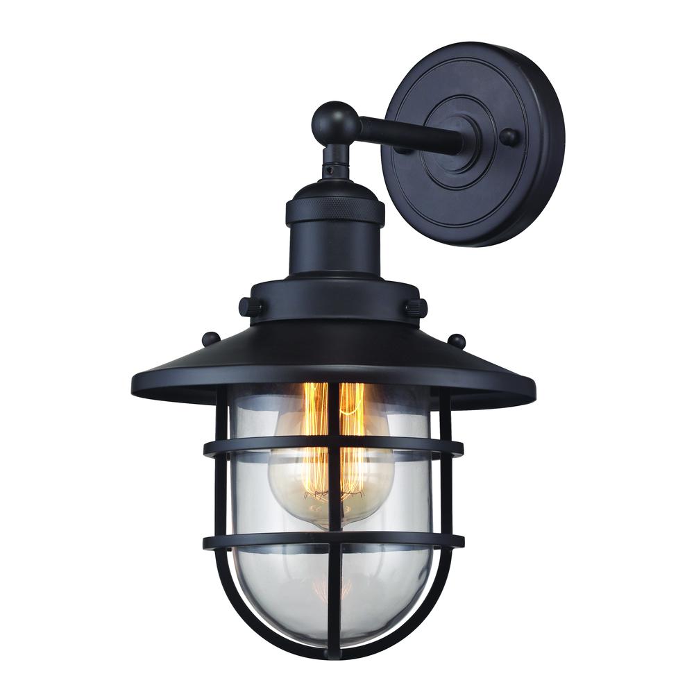 Seaport 1 Light Sconce In Oil Rubbed Bronze And Clear Glass. The main picture.