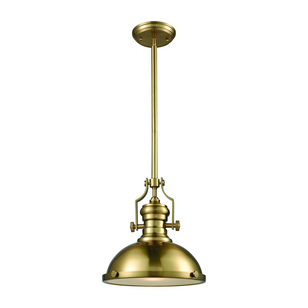 Chadwick 1 Light Pendant In Satin Brass With Frosted Glass Diffuser, 66594-1. The main picture.