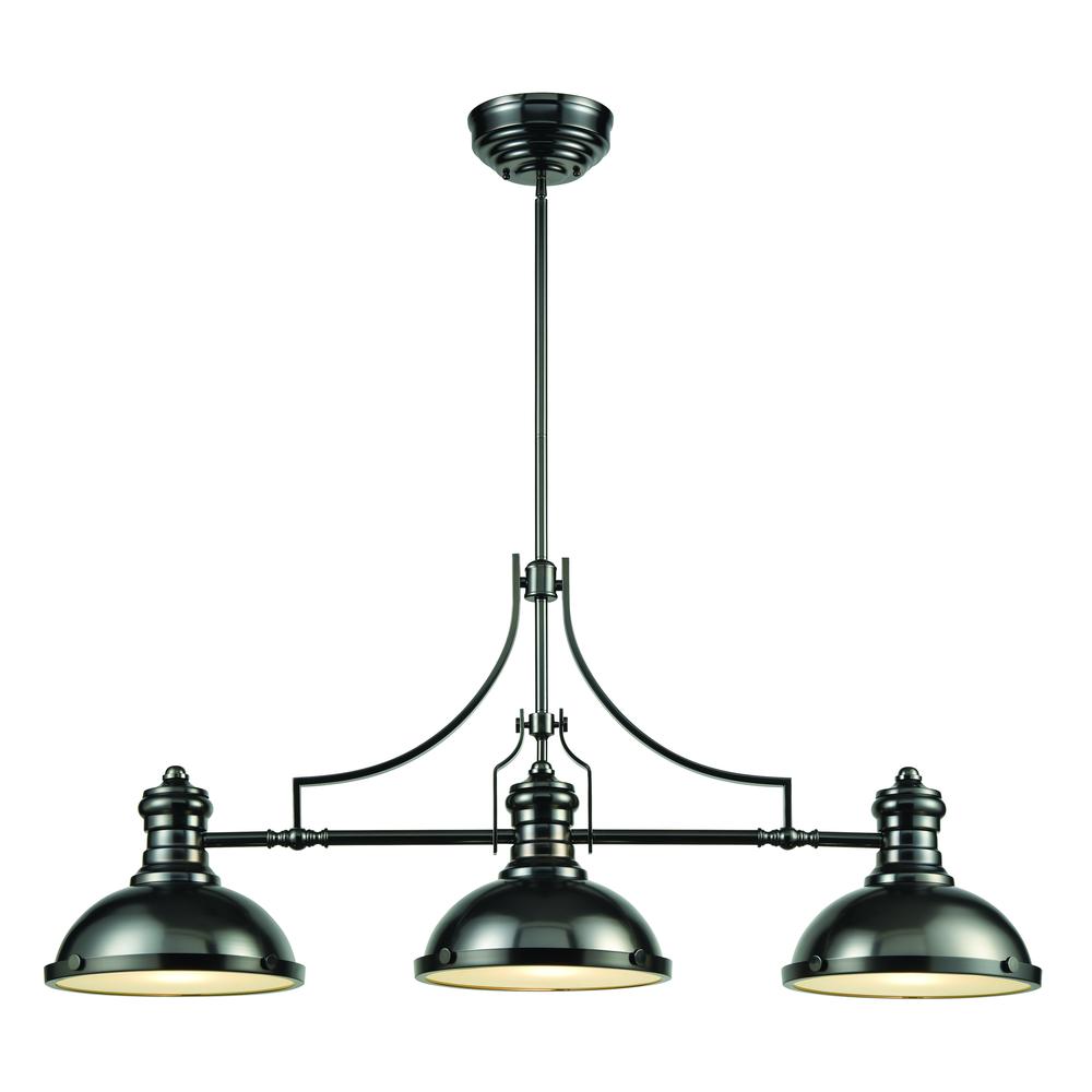Chadwick 47'' Wide 3-Light Linear Chandelier - Black Nickel. The main picture.
