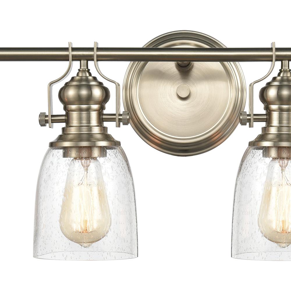 Chadwick 4-Light Vanity Light in Satin Nickel with Seedy Glass. Picture 2