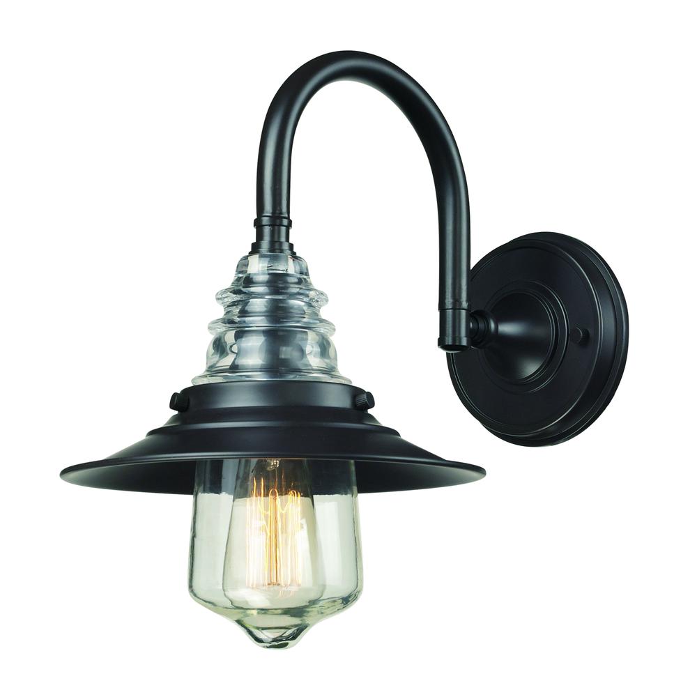 Insulator Glass 1 Light Wall Sconce In Oiled Bronze, 66812-1. Picture 1