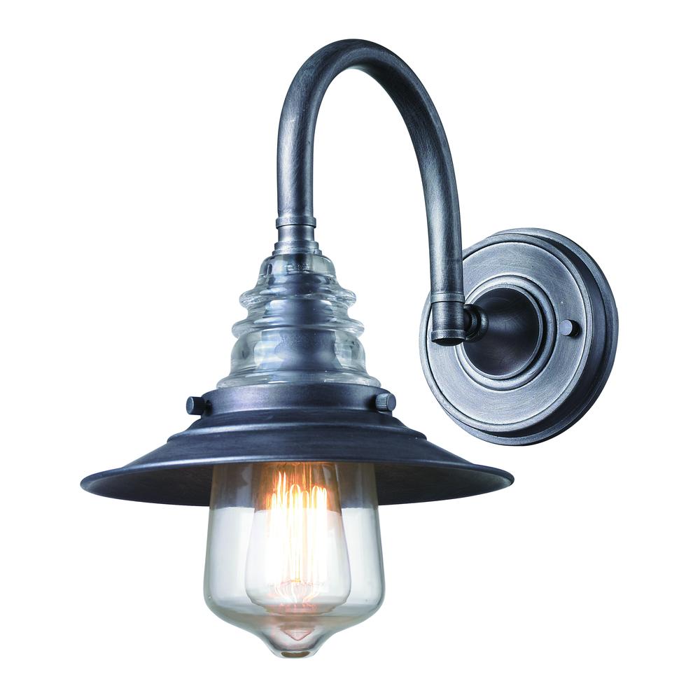 Insulator Glass 1 Light Wall Sconce In Weathered Zinc, 66822-1. The main picture.