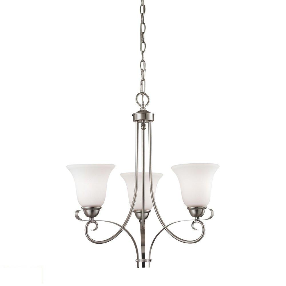 Brighton 3 Light LED Chandelier In Brushed Nickel. The main picture.