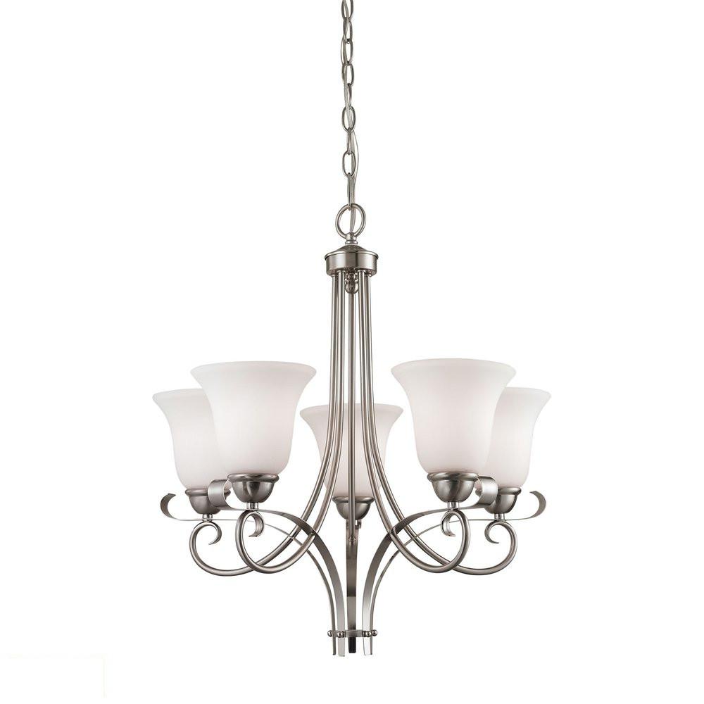Brighton 5 Light LED Chandelier In Brushed Nickel. The main picture.