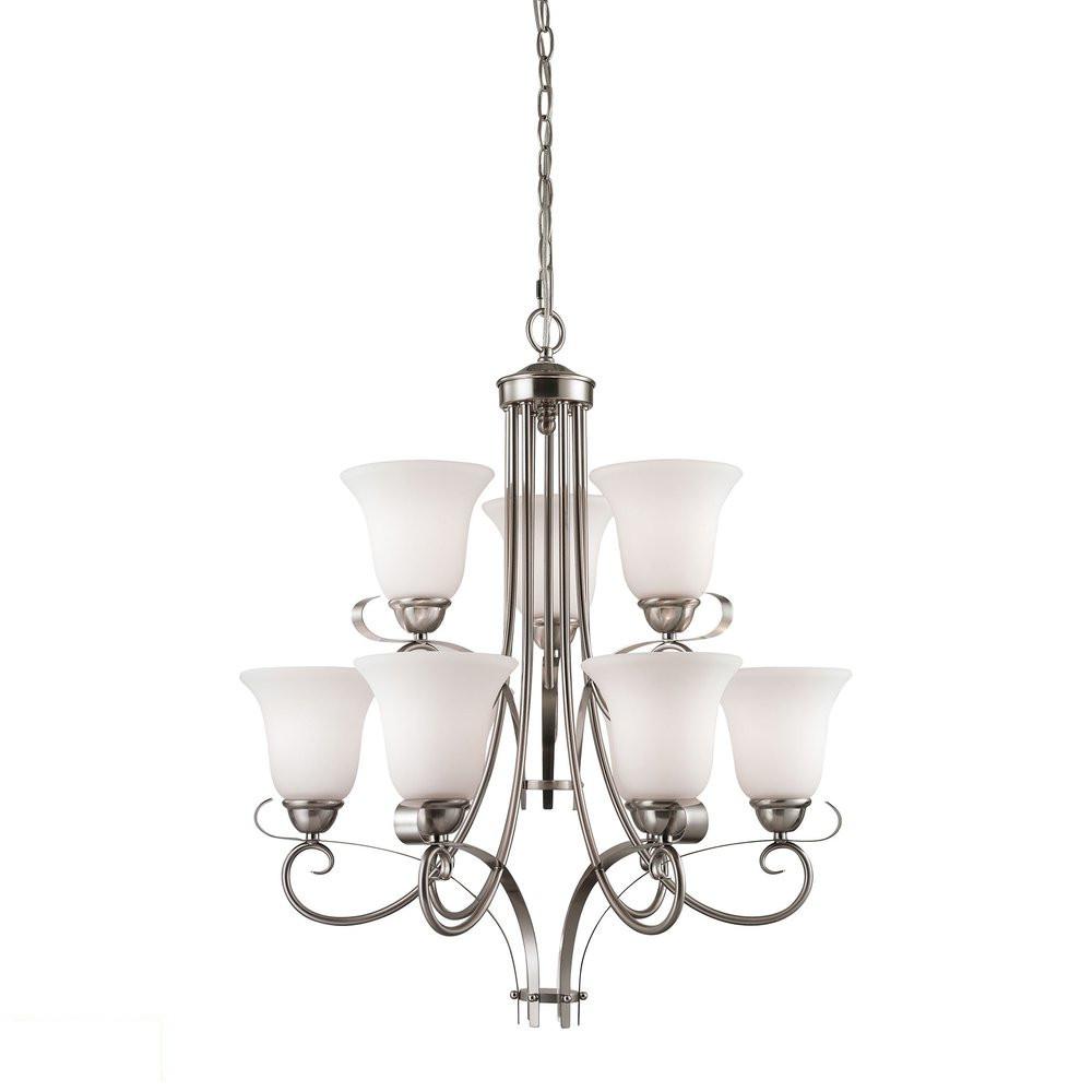 Brighton 9 Light LED Chandelier In Brushed Nickel. Picture 1