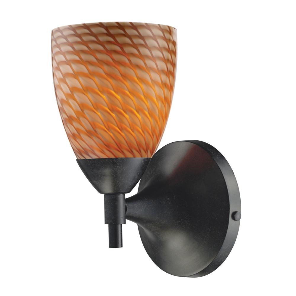 Celina 1 Light LED Sconce In Dark Rust And Cocoa Glass. The main picture.
