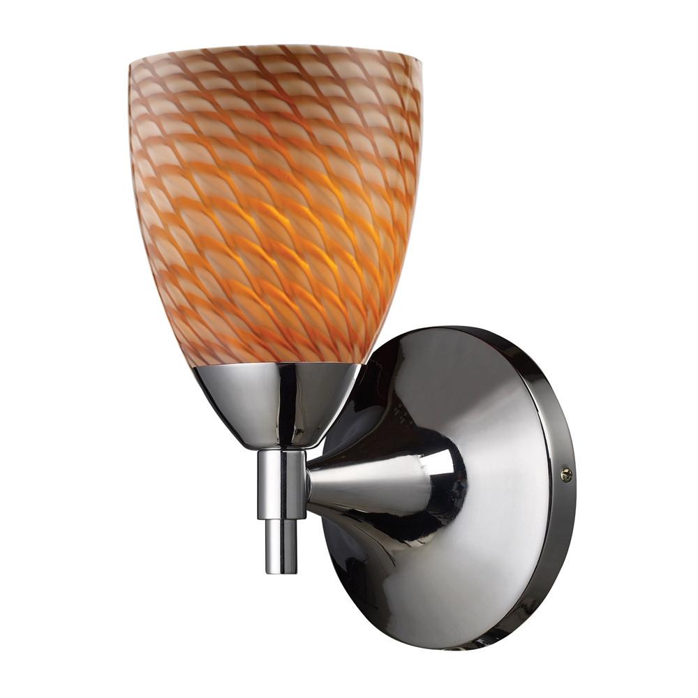 Celina 1 Light LED Sconce In Polished Chrome And Cocoa Glass. Picture 1