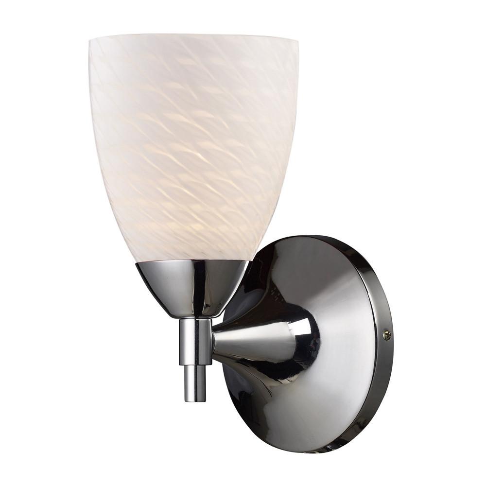 Celina 1 Light LED Sconce In Polished Chrome And White Swirl Glass. The main picture.