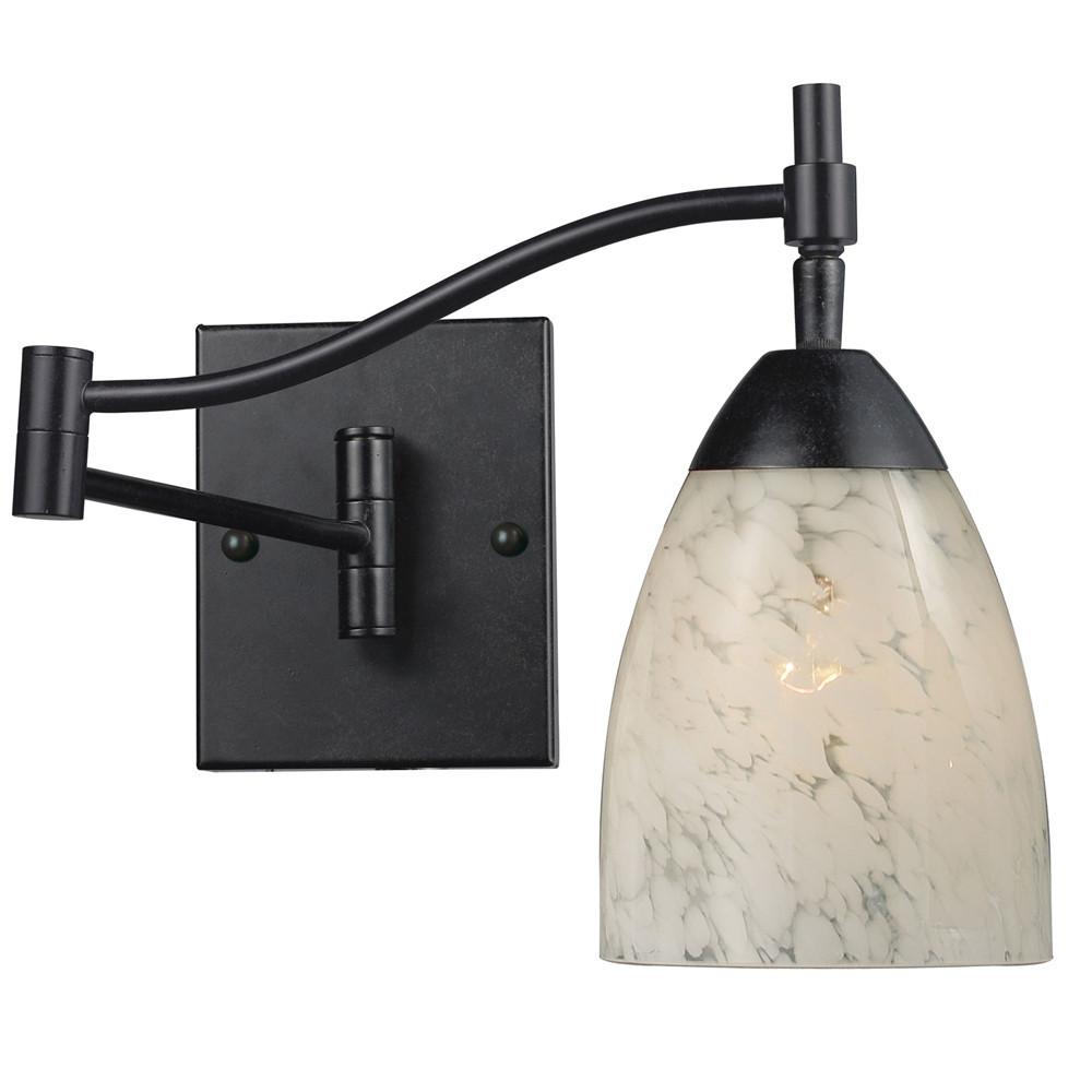 Celina 1 Light LED Swingarm Sconce In Dark Rust And Snow White. Picture 1