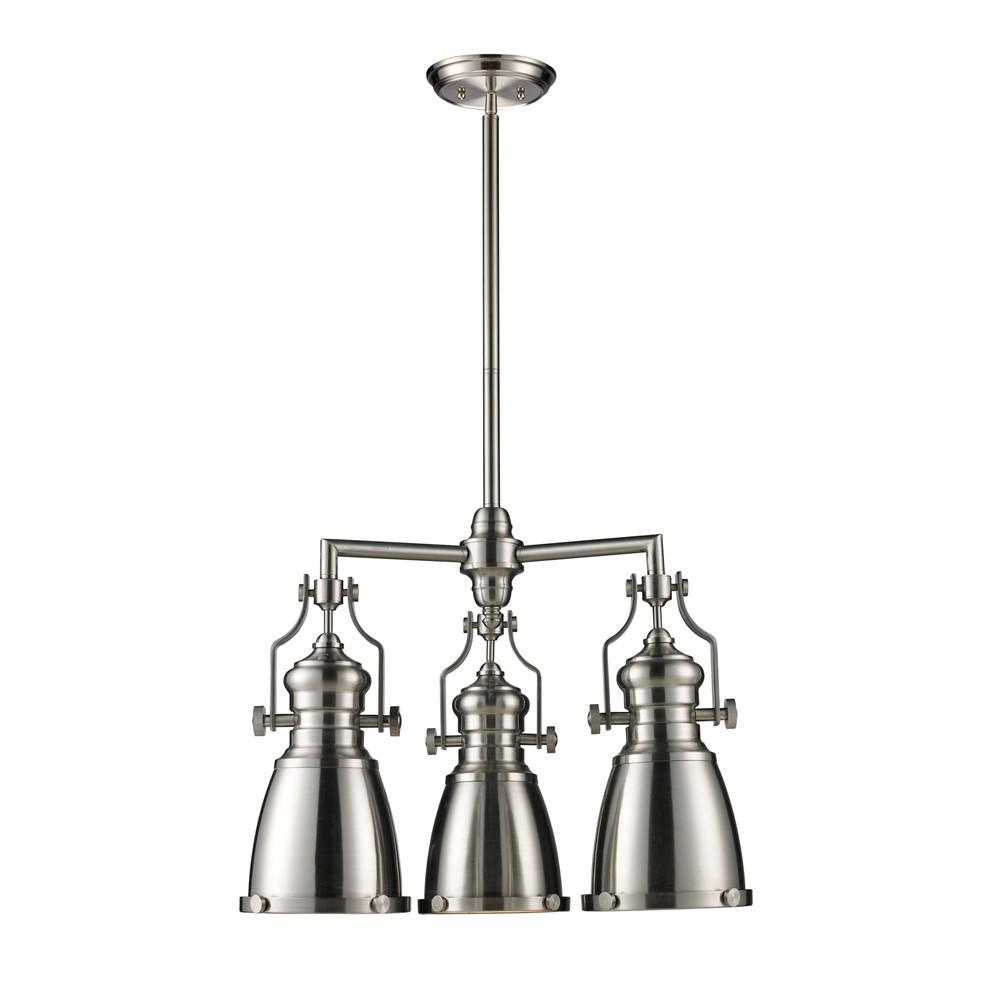 Chadwick 3 Light LED Chandelier In Satin Nickel. Picture 1