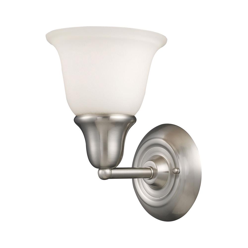 Berwick 1 Light LED Wall Sconce In Brushed Nickel And White Glass. Picture 1