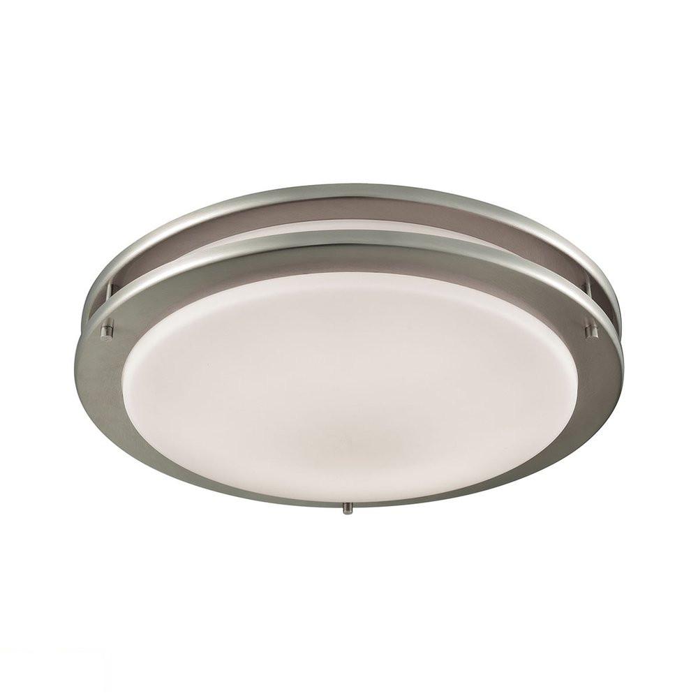 Clarion 15" LED Flush In Brushed Nickel With A White Acrylic Diffuser. Picture 1