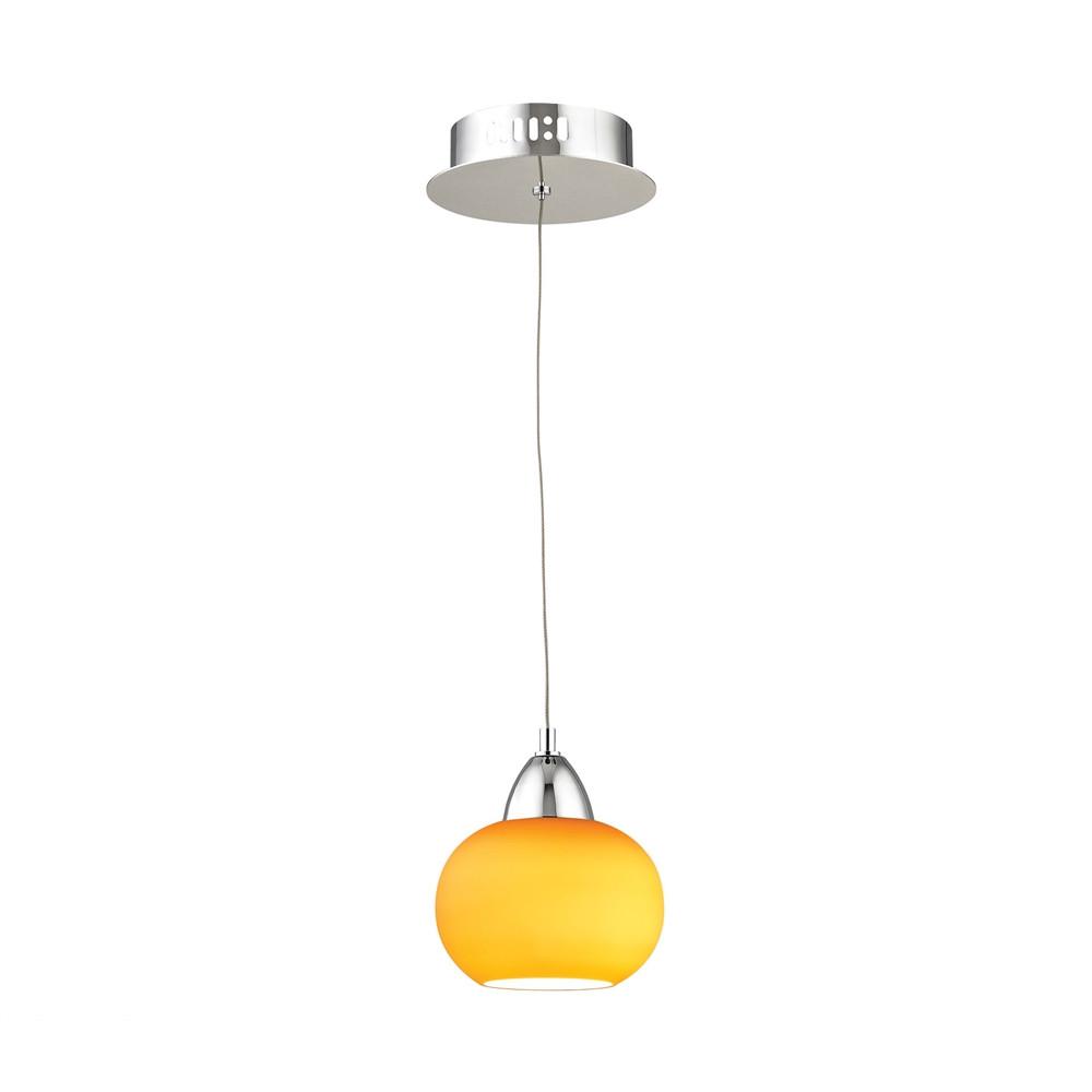 Ciotola 1 Light LED Pendant In Chrome With Yellow Glass. The main picture.