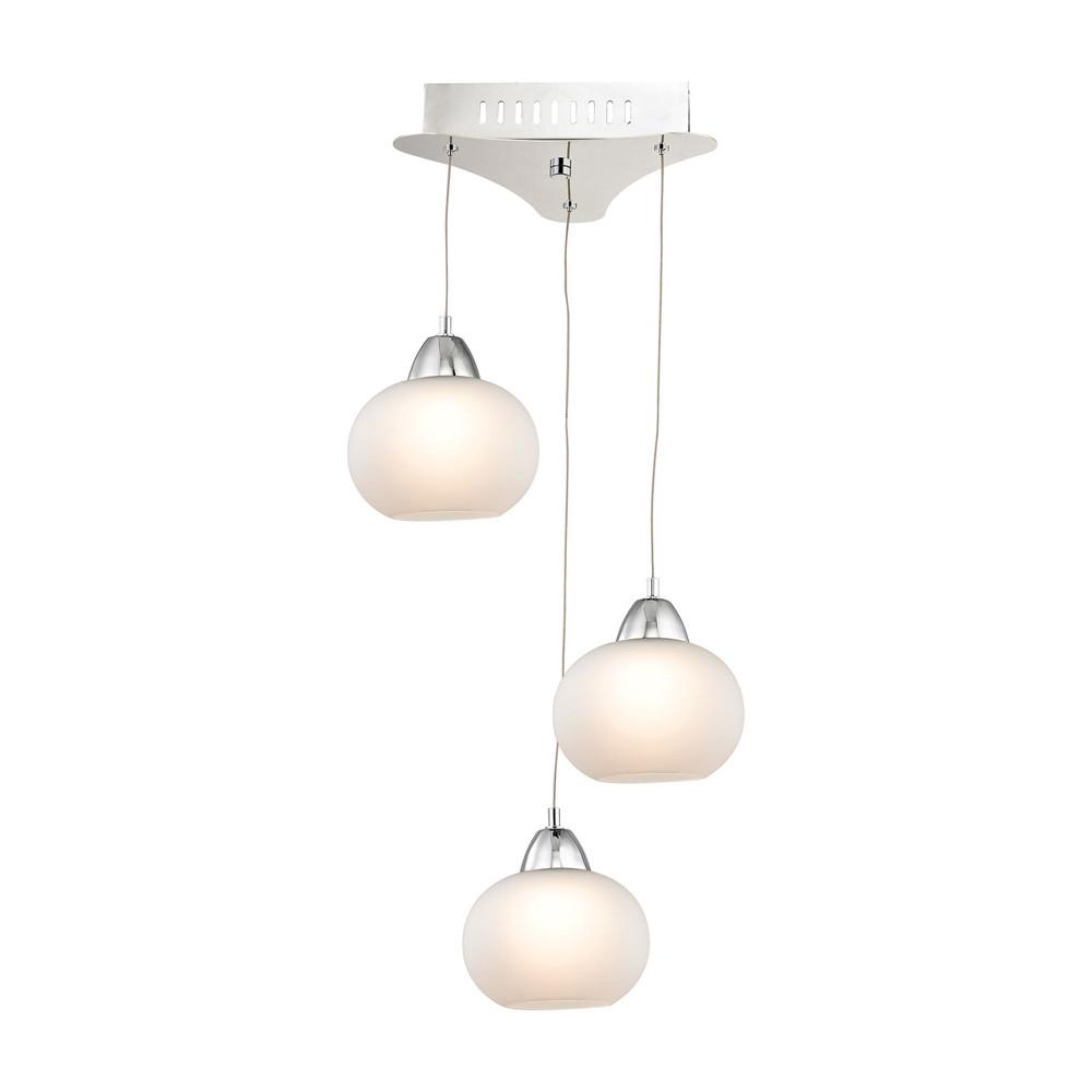 Ciotola 3 Light LED Pendant In Chrome With White Glass. The main picture.