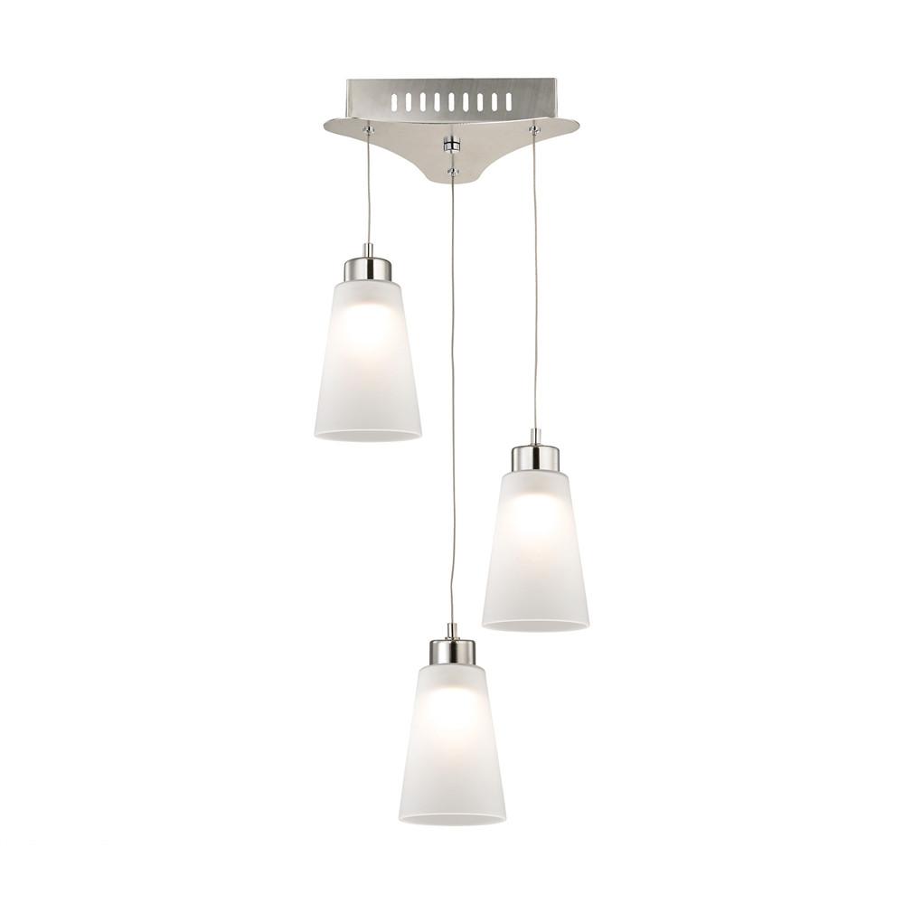 Coppa 3 Light LED Pendant In Satin Nickel With White Glass. The main picture.