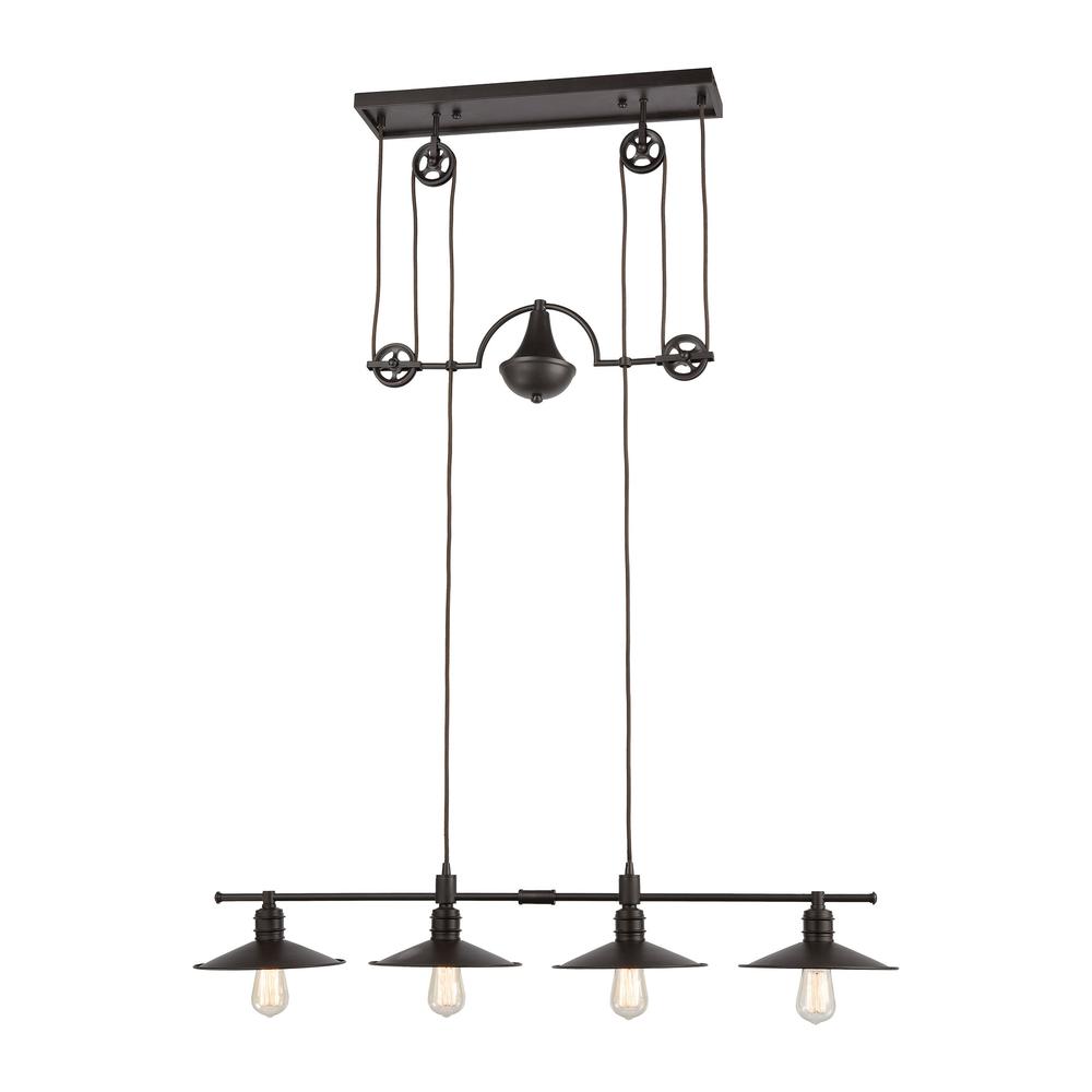Spindle Wheel 42'' Wide 4-Light Linear Chandelier - Oil Rubbed Bronze. Picture 2