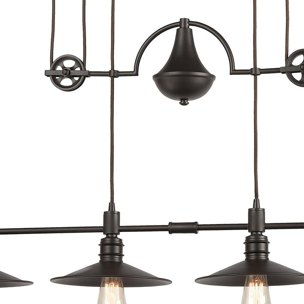 Spindle Wheel 42'' Wide 4-Light Linear Chandelier - Oil Rubbed Bronze. Picture 3
