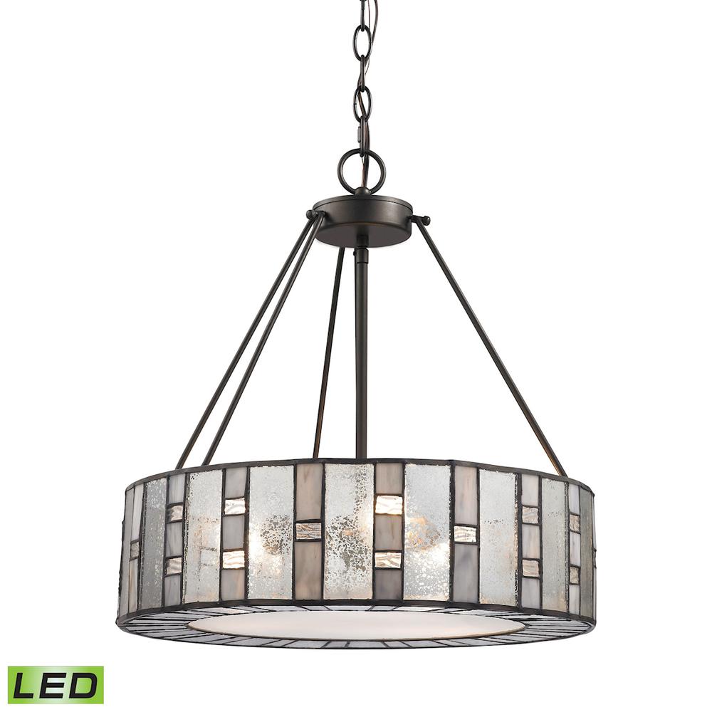 Ethan 3 Light LED Chandelier In Tiffany Bronze. Picture 1