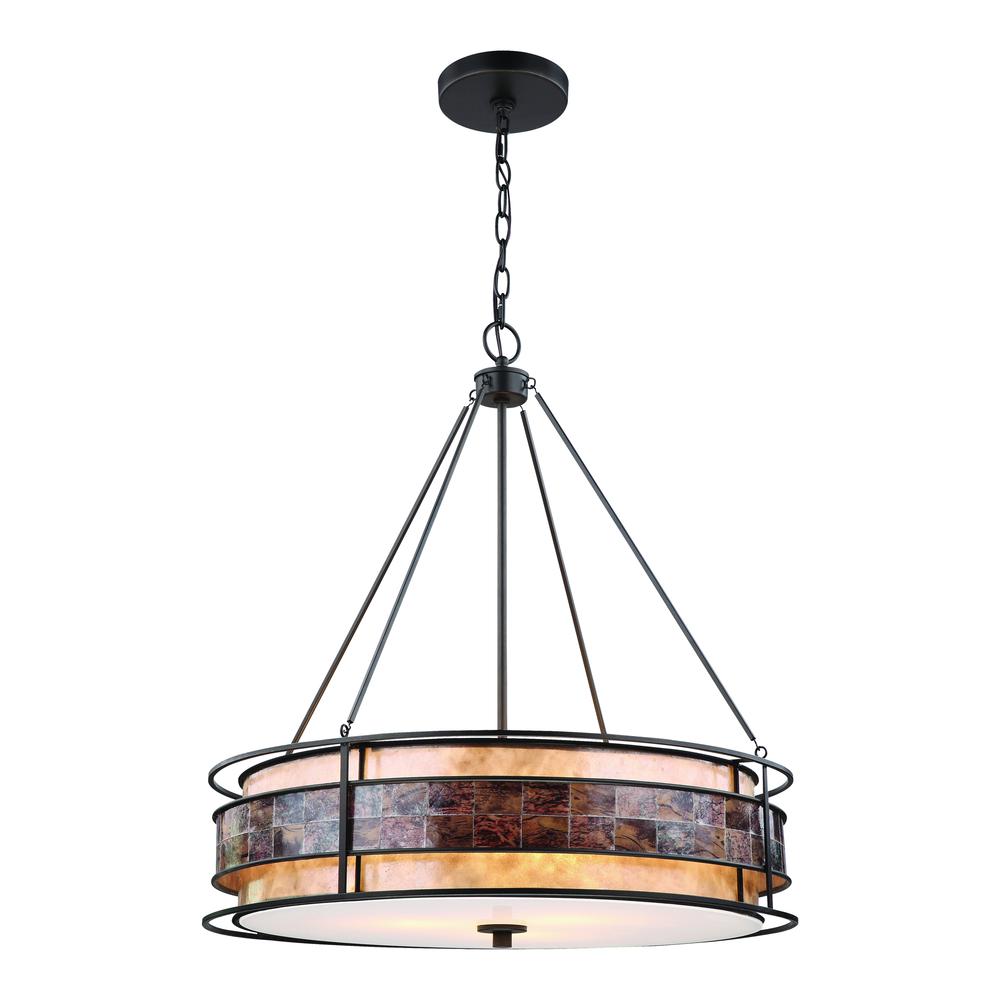 Tremont 3 Light Chandelier In Tiffany Bronze With Tan And Brown Mica. The main picture.