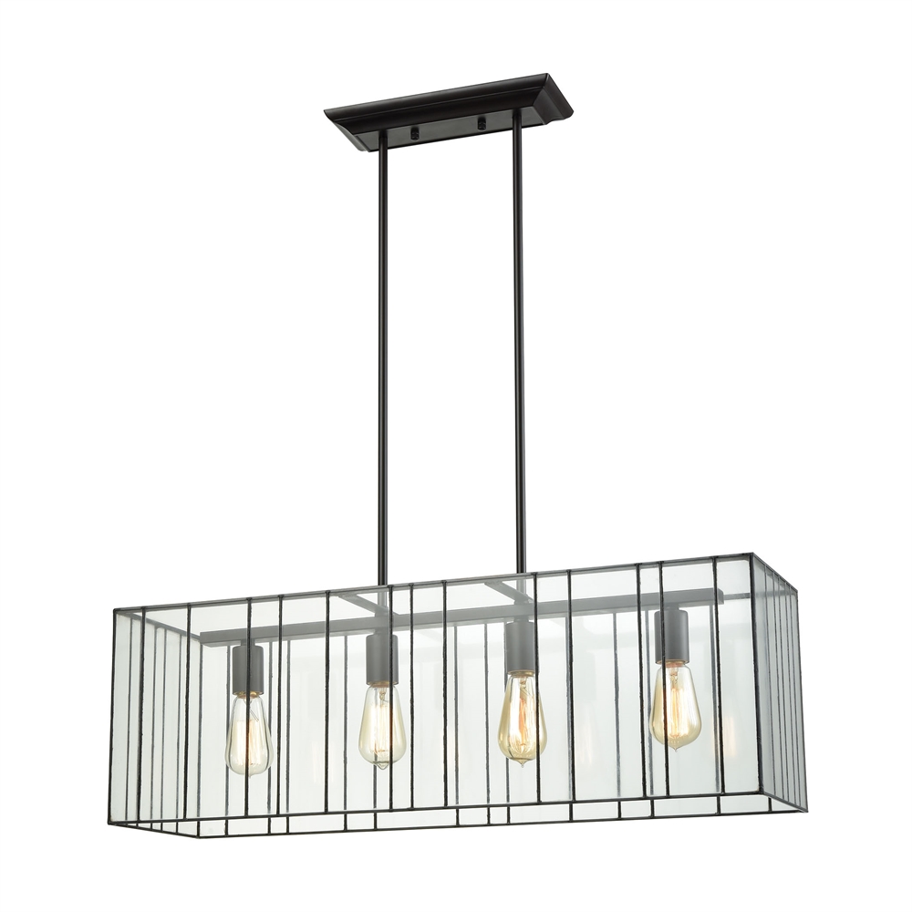 Lucian 4 Light Chandelier In Oil Rubbed Bronze With Clear Glass. The main picture.